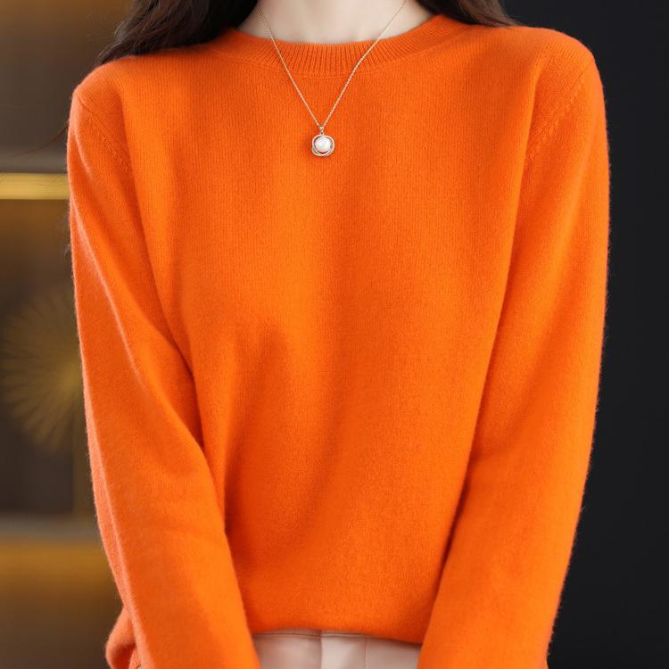 YYFS Женская мода, повседневный однотонный принт, большие размеры, осень-зима, свитера с круглым вырезом и длинными рукавами