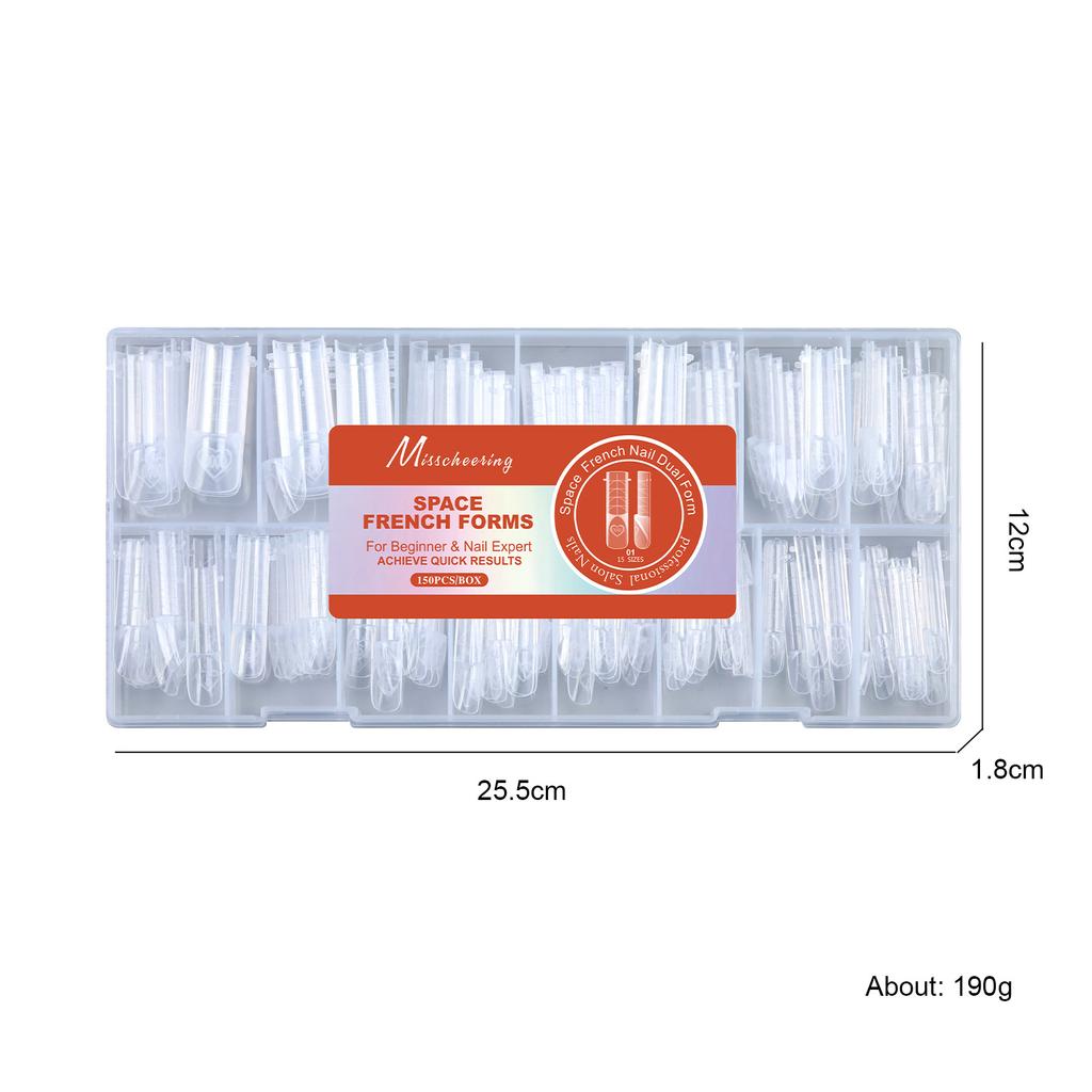 150 шт. Французские формы для наращивания ногтей с мерной шкалой – Прозрачные кристаллические УФ-гелевые типсы для ногтей