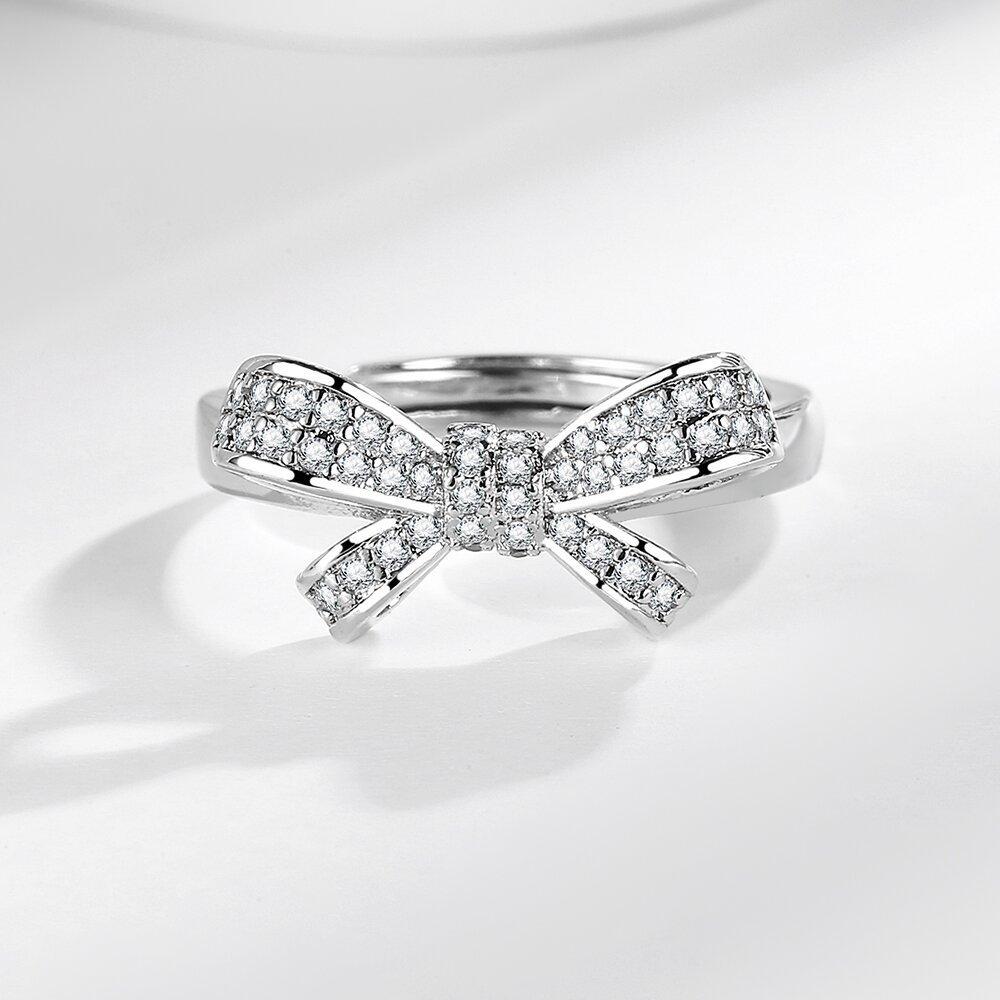 2026 Кольцо-бант Женское Легкая Роскошь Полностью Алмазное Высококлассное Ощущение Открытое Кольцо на Указательный Палец Девушки Нишевый Дизайн Кольца