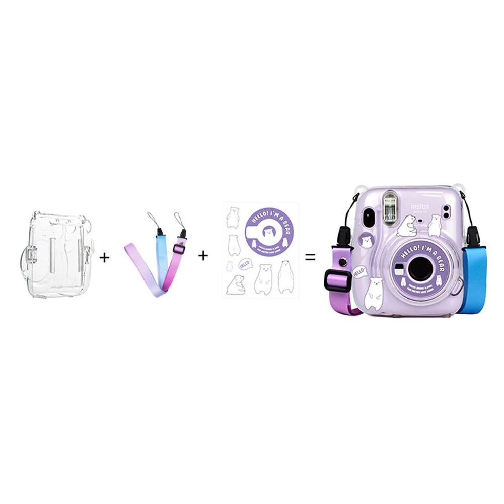 Для камеры Instax Mini 11 чехол прозрачный чехол для хранения мягкий силиконовый защитный чехол сумка для переноски ремень наклейка комплект из трех предметов