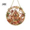 Christmas Tree Hanging Accessories Rhinestone Painting Suncatcher Kit, Round DIY Decor Indoor Outdoor Festive for Home, Craft Pendant Holiday