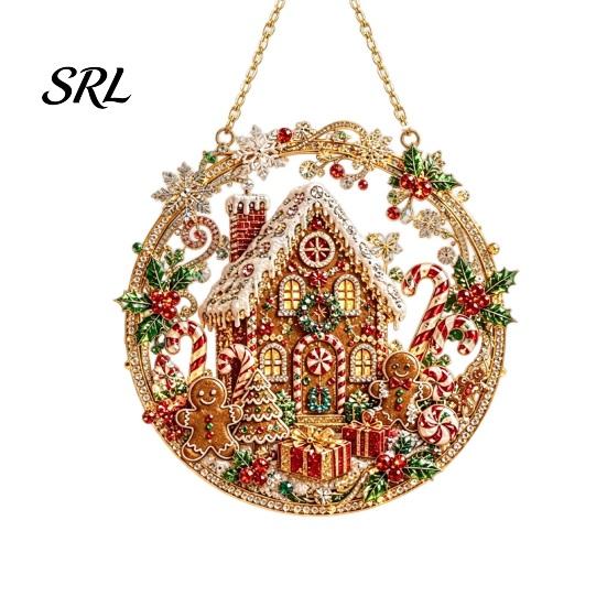 Christmas Tree Hanging Accessories Rhinestone Painting Suncatcher Kit, Round DIY Decor Indoor Outdoor Festive for Home, Craft Pendant Holiday