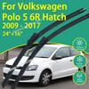 Передние силиконовые стеклоочистители (дворники) для VW Volkswagen Polo 5 6R Хэтчбек 2009 - 2017 24"+16" Лопатки для лобового стекла Автомобильные дворники