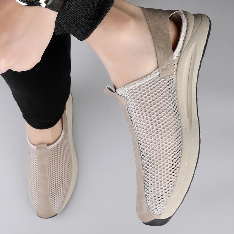 Модная мужская обувь Дышащая сетка Мужские повседневные сандалии Уличные Нескользящие Большого размера Лоферы Обувь для ходьбы Легкие мужские теннисные туфли