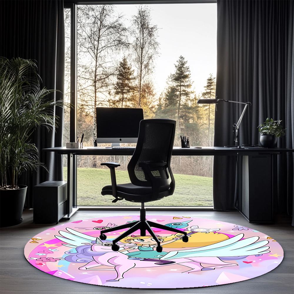 Star Butterfly Printed Round Rug Carpet Chair Rug Area Rug Entryway Doormats,for Office Chair Living Room Bedroom Kitchen Room.