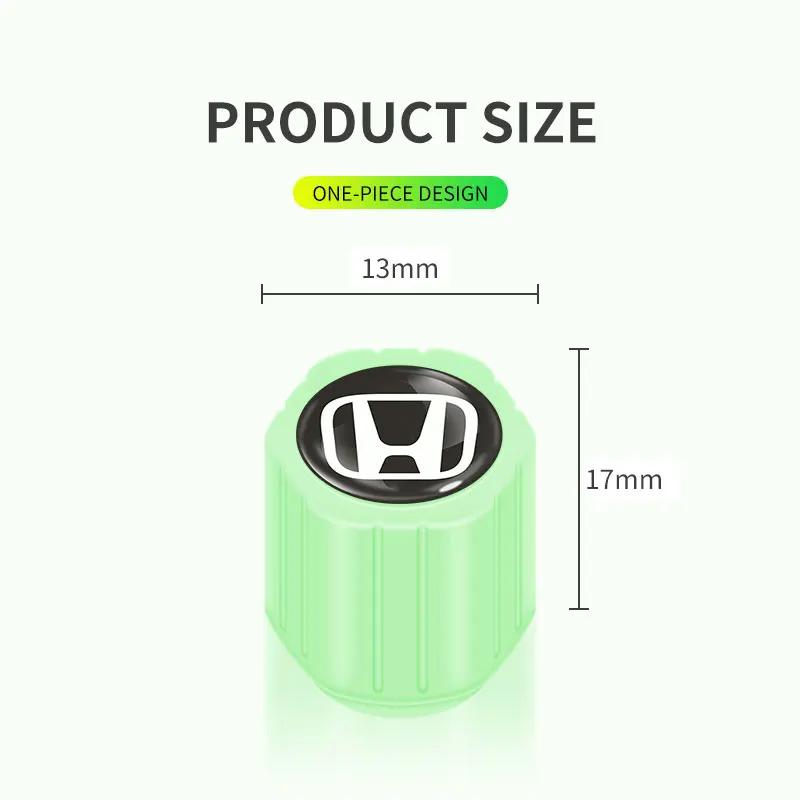 CMEAH1 4PCS Luminous Car Tire Valve Cap Fluorescent Night Glowing Decor For Honda Civic Fit Jazz Accord Pilot Passport CRV BRV HRV