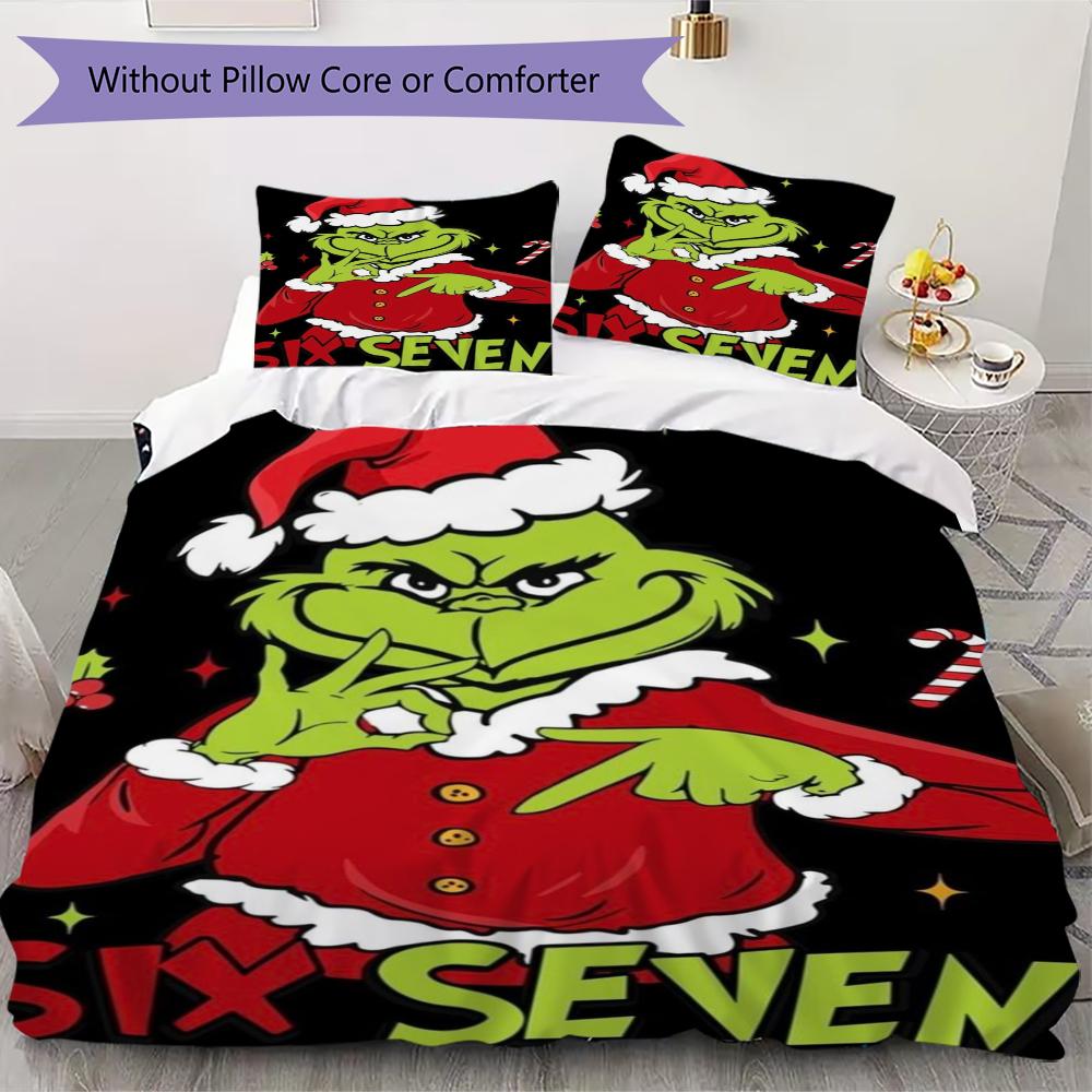 Merry Grinchmas Holiday Joy Threepiece Set Without Core 1 Duvet Cover 2 Pillowcase Without Core Duvet Cover And Pillowcase