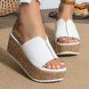 Summer Shoes for Women Wedges Slippers Leather Open Toe Beach Shoes Platform Slippers Women Flats Sandalias De Mujer Verano 2024