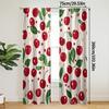 Cartoon Red Cherry Curtains, Fresh Fruit Leaf Dot Pattern White Drapes for Bedroom Kitchen Living Room Farmhouse Home Decor