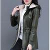 Autumn Winter Women's Fleece Leather Jacket Slim Plus Velvet Hooded Leather Biker Jacket Thick Flocked Leather Coat