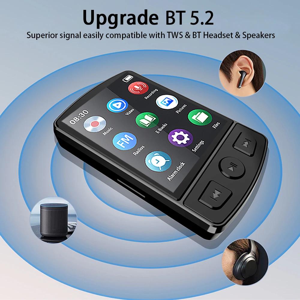 A7 Bluetooth 5.2 MP3-плеер с клипсой для крепления, спортивный музыкальный Walkman с записью экрана, поддержка FM, записи, электронных книг, будильника