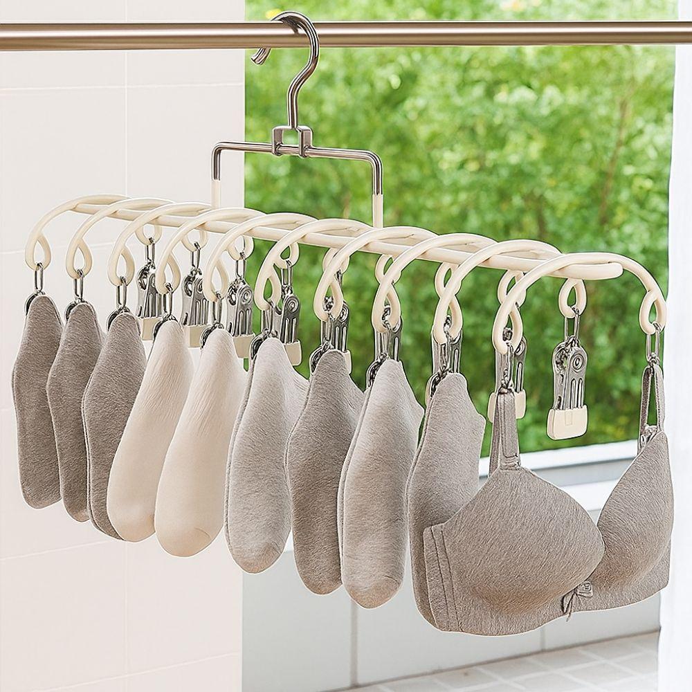 Rustproof Clothes Drying Hanger 20 Clips Underwear Socks Holder Portable Shoe Hanger Small Space