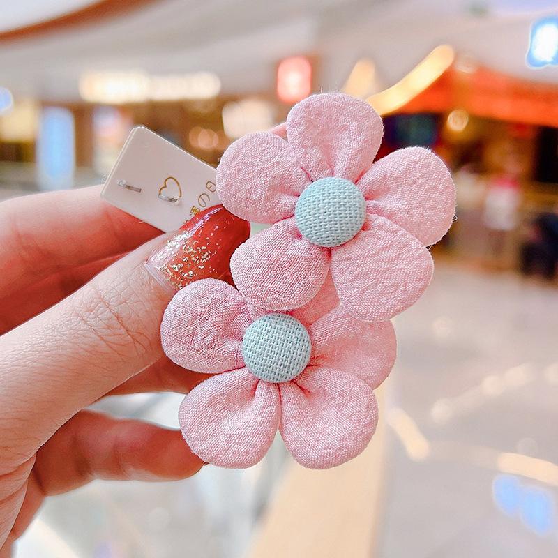 Cute Floral Hair Pin Elastic Hair Bands Handmade Woolen Knitting Hair Clips Barrettes for Children Girls Kids Hair Accessories