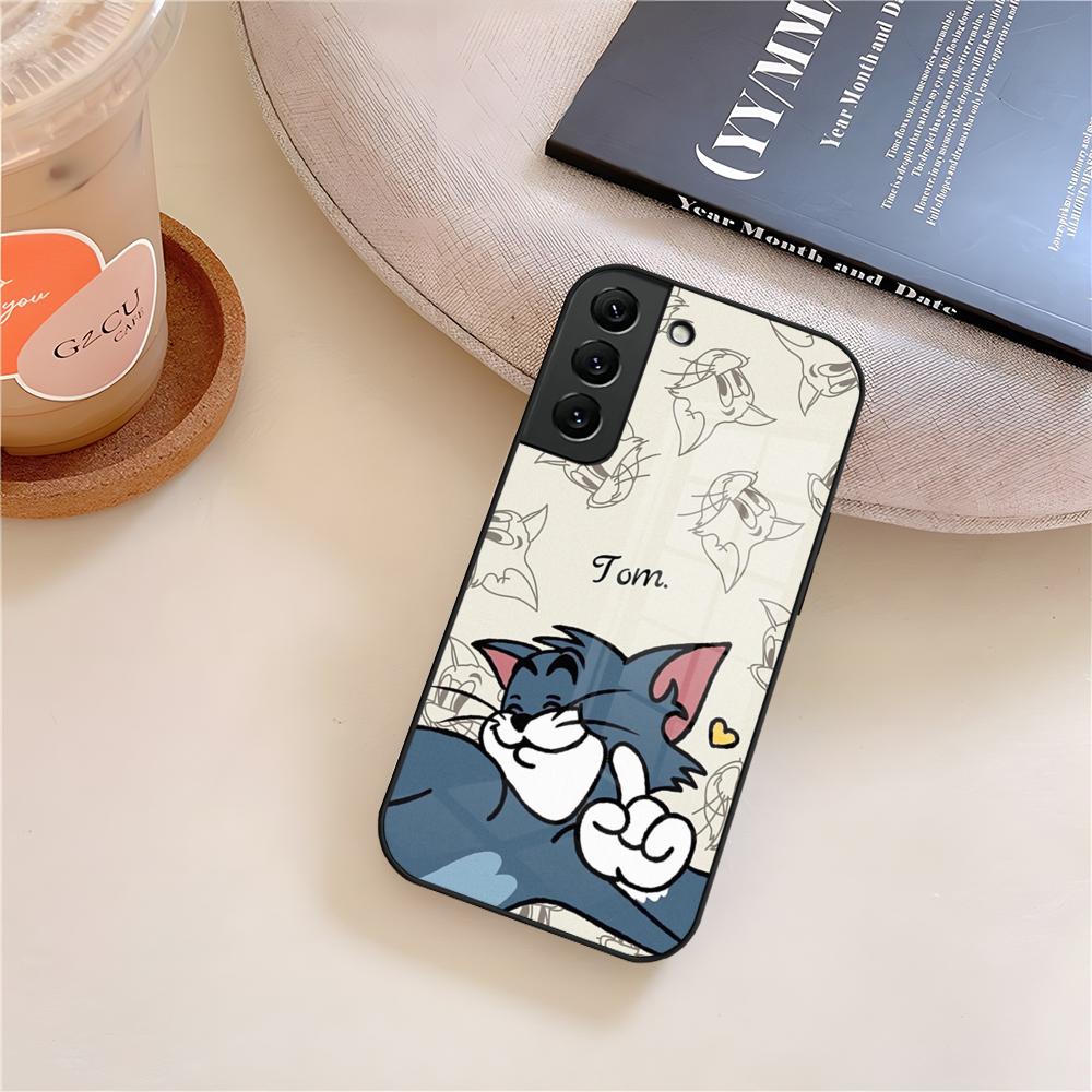 Пара J-JerryS Мышь TomS Чехол для телефона Стекло Для Samsung Galaxy S20 S25 S21 S22 S24 S23 Ultra Fe Plus A54 A16 A24 A55 A53 M54 Coq