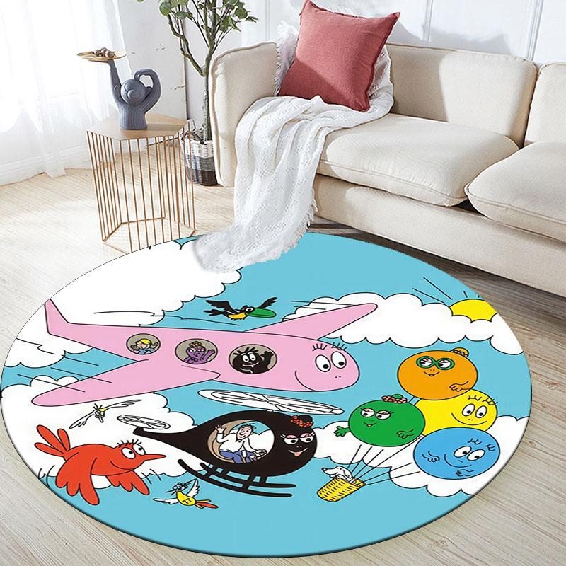 Barbapapa3,Round Area Rug,Carpet Rug for Living Room Bedroom Sofa Playroom Decor,Non-slip Floor Mat