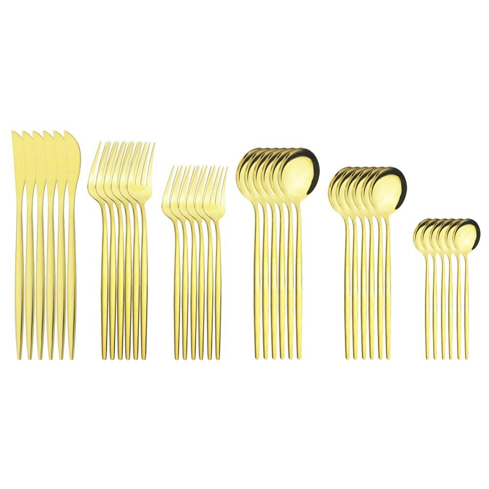 36pcs Mint Green Gold Mirror Dinnerware Set Cutlery Sets Stainless Steel Flatware Set Dinner Knife Forks Spoons Tableware Gifts