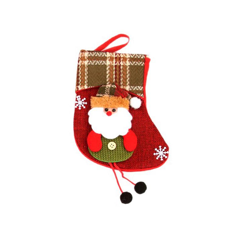 Small Christmas Stockings Christmas Tree Ornaments Christmas Candy Gift Bag Socks Merry Christmas Santa Claus Snowman Elk