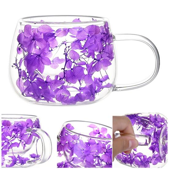 Двухстенное стекло из боросиликата, изолированные чашки, набор из 4 высоких кофейных кружек с красочным лепестком