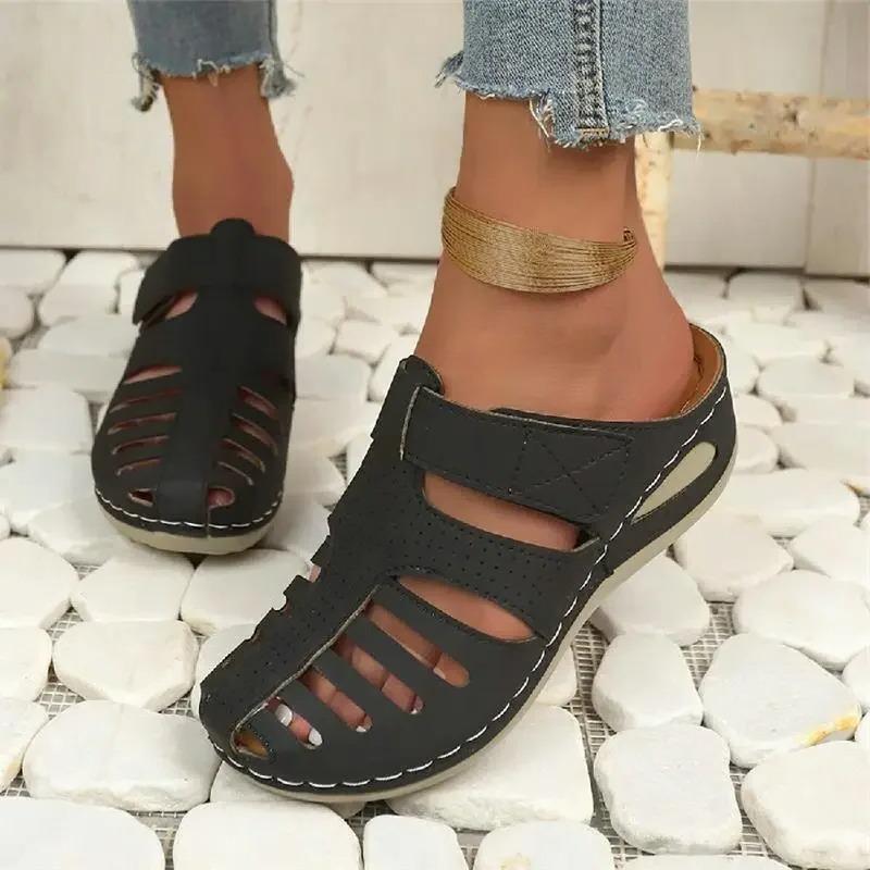 Новые летние женские туфли больших размеров удобные женские сандалии нескользящие прочные женские сандалии на танкетке женские сандалии