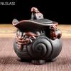 Chinese Style Lucky Four Corners Handmade Beauty Kettle Tea Set Customized Home Teapot Purple Clay Hand Holding Pot Gifts