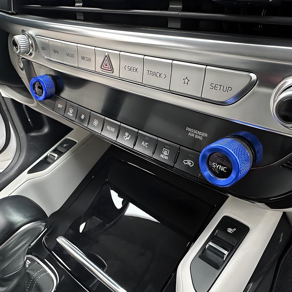 For Kia Telluride -2025 Car Tuning 2PCS Red Blue Black Aluminum Alloy Air Conditioner Adjustment Knob Cover Trim Accessories