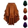 Женская модная вельветовая юбка А-силуэта однотонной расцветки с оборками