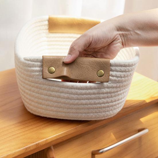 Хлопковая веревочная корзина Корзина для хранения с ручками Настольный органайзер Плетеная корзина для одежды Полотенца Игрушки Косметика Книга Использование в детской спальне