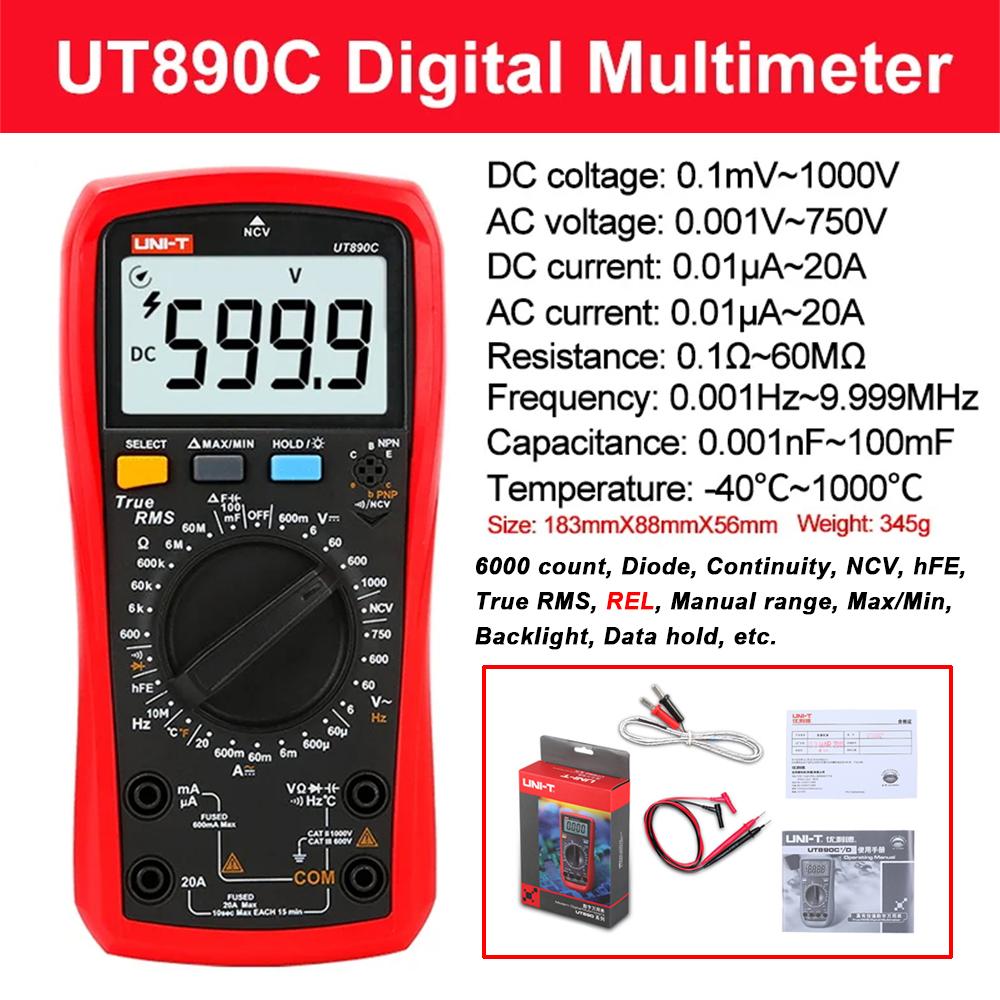 Профессиональный цифровой мультиметр UNI-T UT890C UT89X UT89XD UT105+ UT107+ UT61B+ UT61D+ UT61E+ Вольтметр Амперметр Электрический тестер