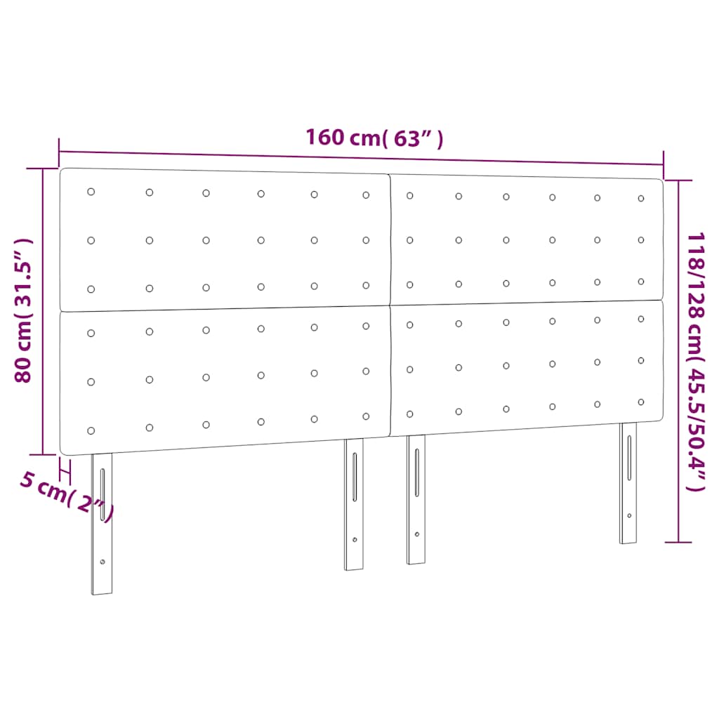LED Headboard Dark Green 160x5x118 128 cm Velvet