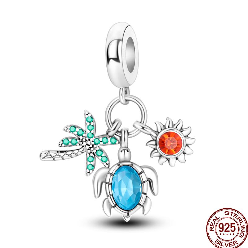 Медный пляж Океанский отпуск Напиток Шарм Морская звезда Бусины Подходят для Пан Оригинальный браслет Сделай сам Праздничные украшения Подарок