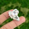 925 Silver Natural Orthoceras Fossil Promise Skull And Bone Adjustable Ring