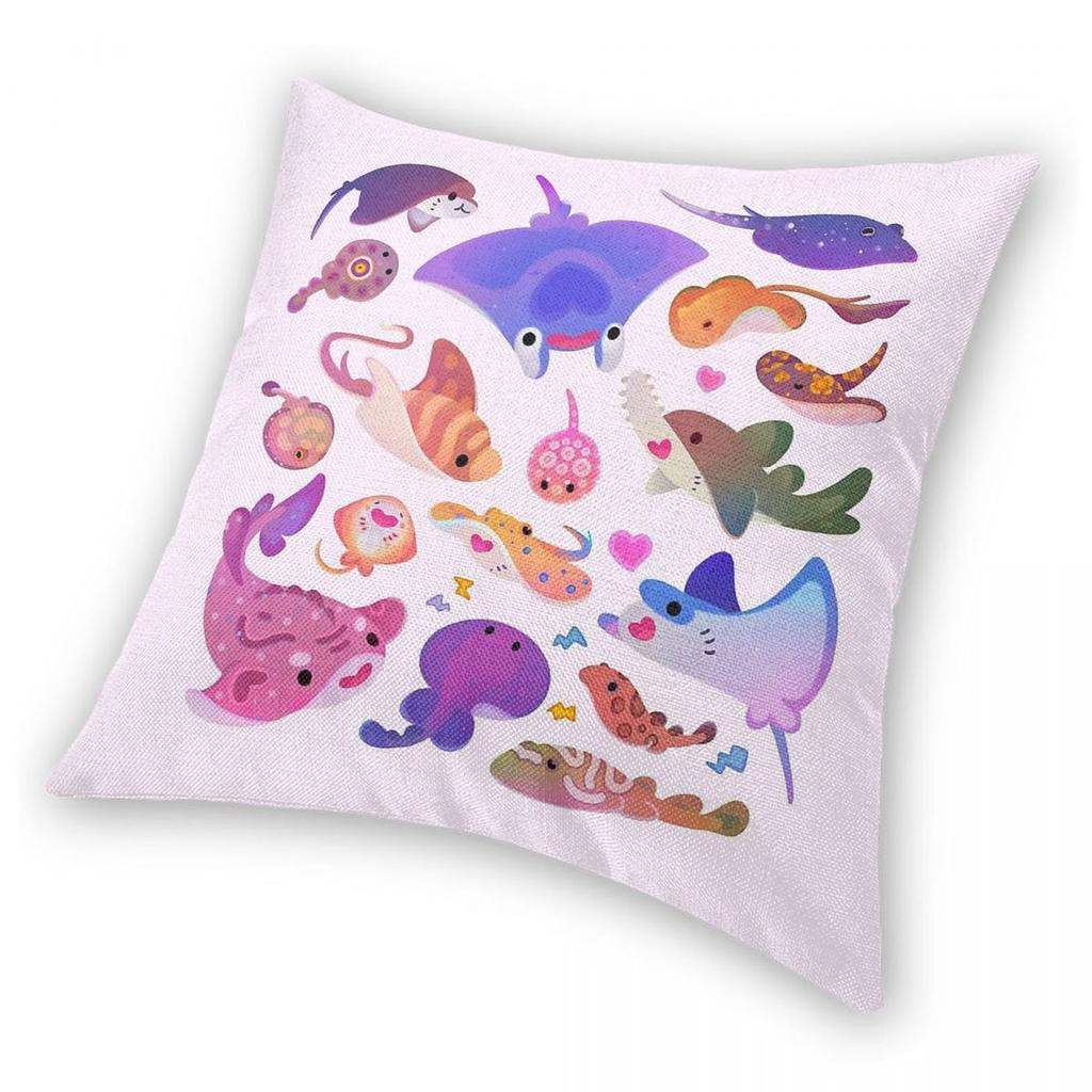 Bat Ray Pastel Square Pillowcase Polyester Linen Velvet Creative Zip Decorative Pillow Case Home Cushion Cover