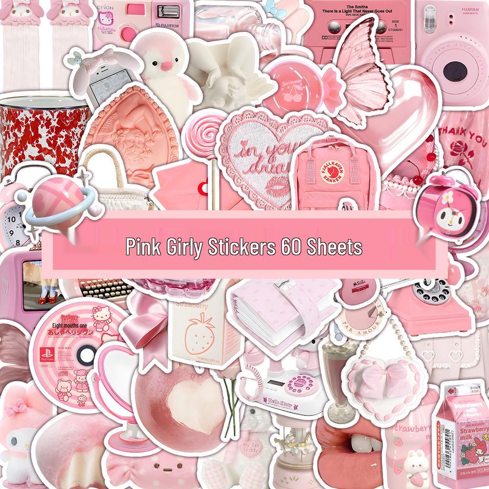 60 листов многоцветных наклеек в стиле ИНС: Реалистичные маленькие объекты в синем, розовом, фиолетовом, желтом и зеленом цветах