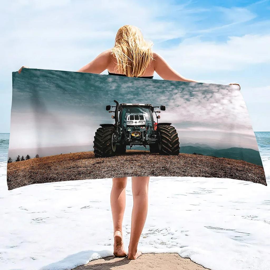 Microfiber Tractor Beach Towel, Sand Free Agricultural Vehicle Towels Oversized, Quick Dry Soft Bath for Sports