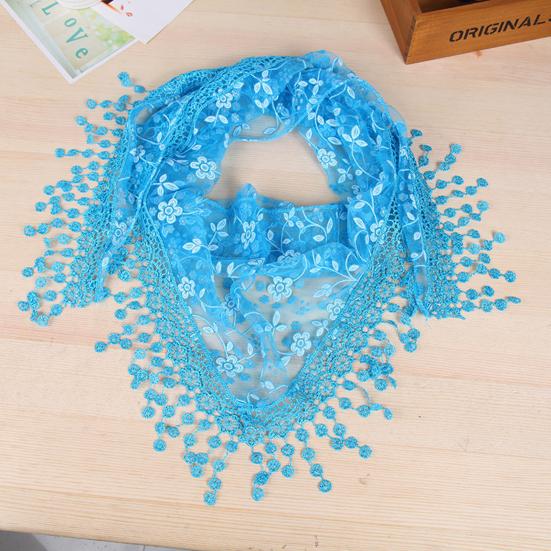Stylish Flower Pattern Decorative Solid Color Summer Women Lace Elegant Shawl Daily Wear Scarf
