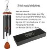 26/37Inch Memorial Wind Chimes,1Pc 6 Tubes Aluminum Alloy Wind Chimes with Hook Black Bells for Outside Home Garden Decor