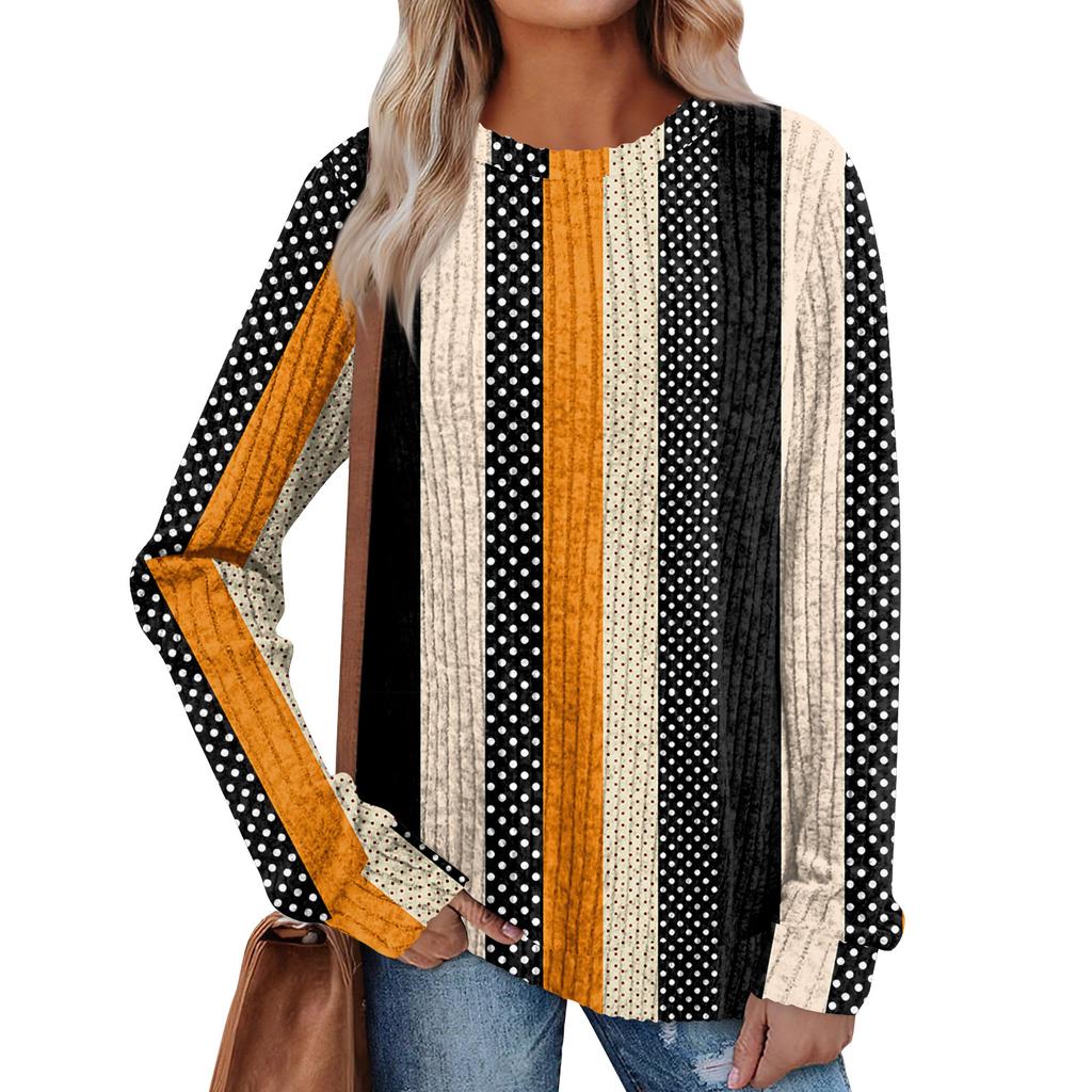 Женский принт Легкий Топ с круглым вырезом из матового хлопка