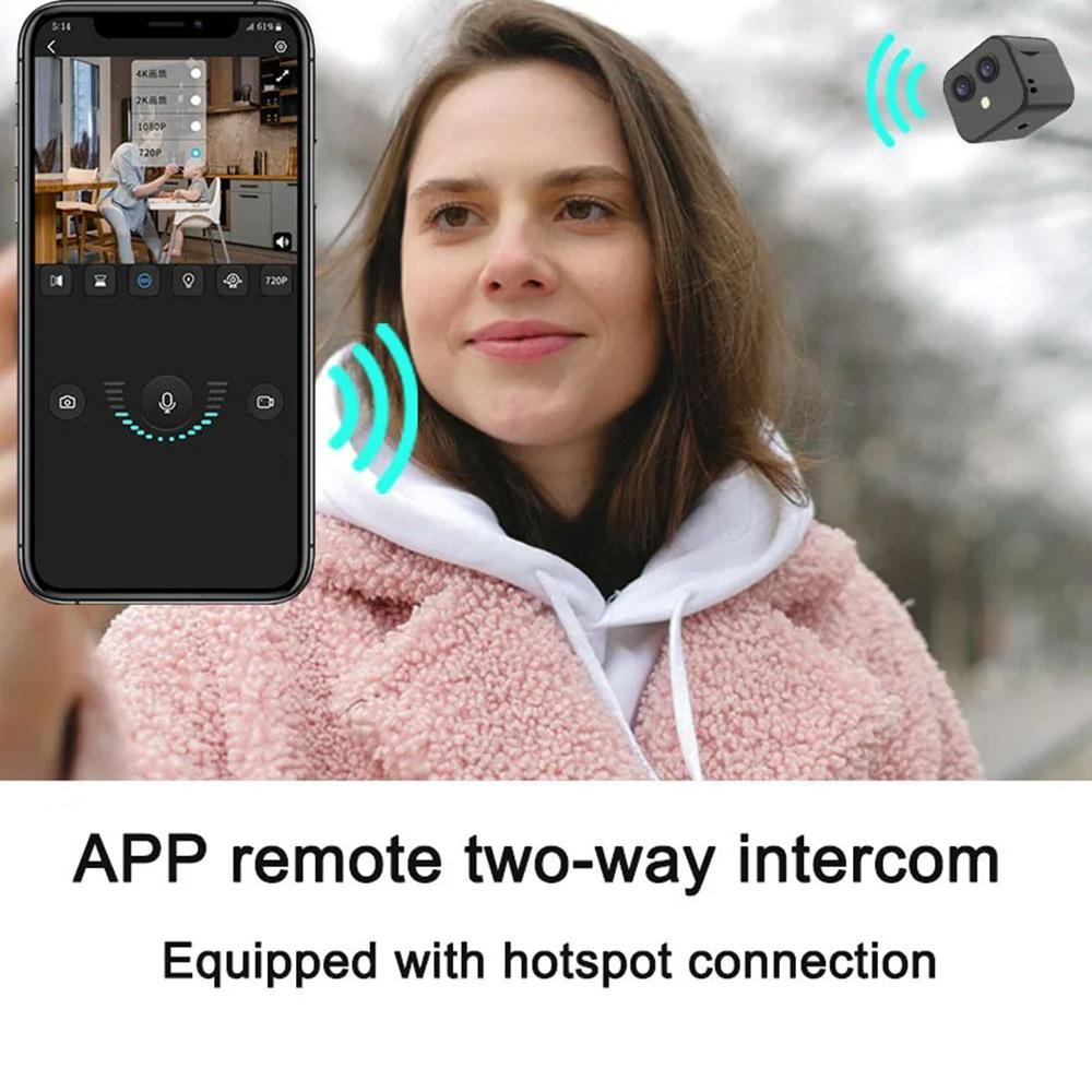 4K WiFi камера Беспроводной монитор Камера с двумя объективами Широкий угол обзора 170 градусов Приложение Дистанционный двусторонний домофон