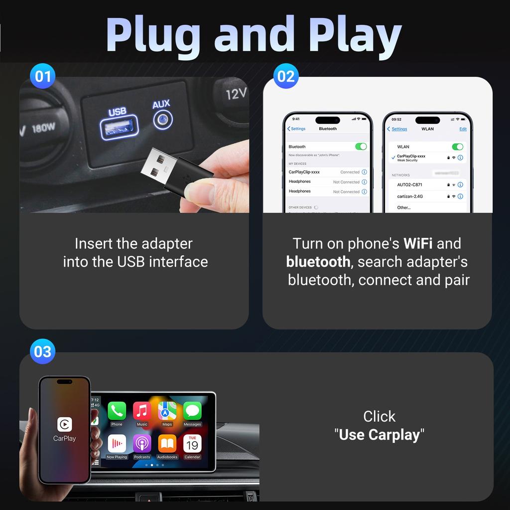 Портативный проводной Carplay для беспроводной Carplay Box Автомобильная машина Интеллектуальное соединение с дисплеем на экране Автомобильное соединение