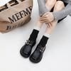 Platform Loafers Women's Spring and Autumn New Thick Heel Round Head Retro Black Jk Single Shoes British Style Small Leather Shoes