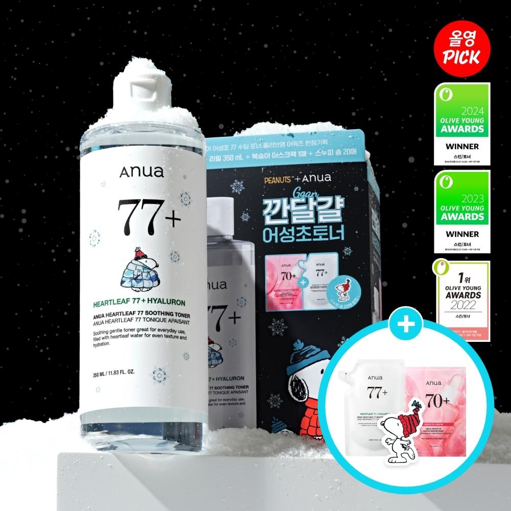 Anua Успокаивающий тоник Houttuynia cordata 350 мл + 350 мл ограниченный выпуск (+ 20 ватных дисков Snoopy + 1 персиковая маска)