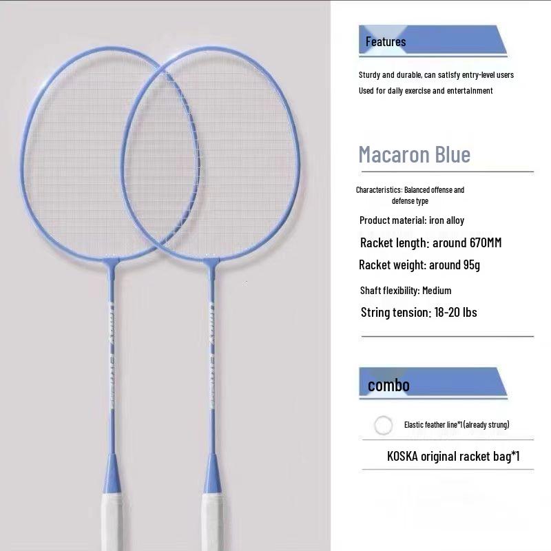 High Elasticity Adult Badminton Racket Set - Lightweight Beginner's Racket with Ball Bag for Mixed Play