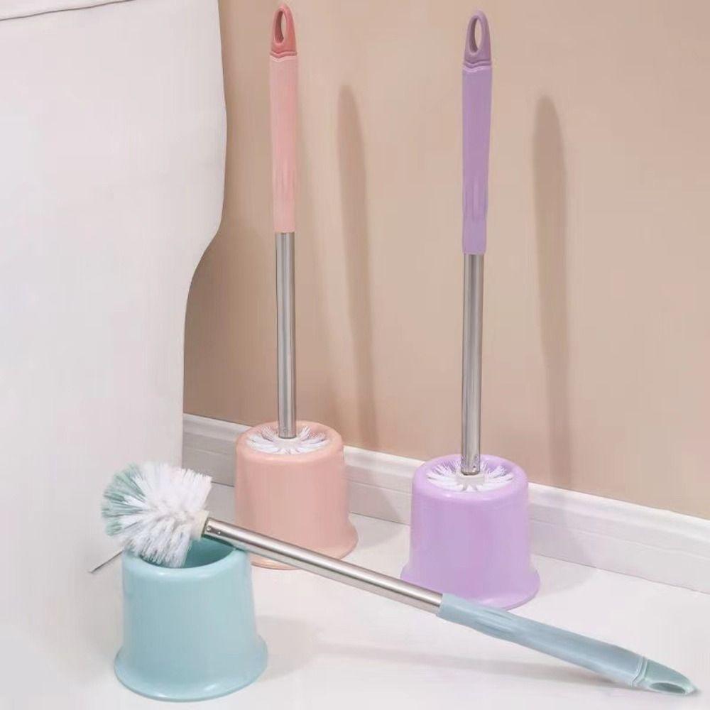 Rubber Toilet Bowl Brush with Holder Round Head Cleaning Brush Closestool Brush Household