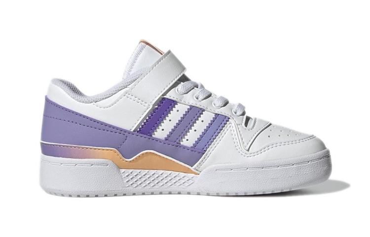 adidas Оригинальные FORUM Anti kick Низкие Скейтбордические Кроссовки Бело-Фиолетовые Детские Возраст 3-7 Лет GY8210