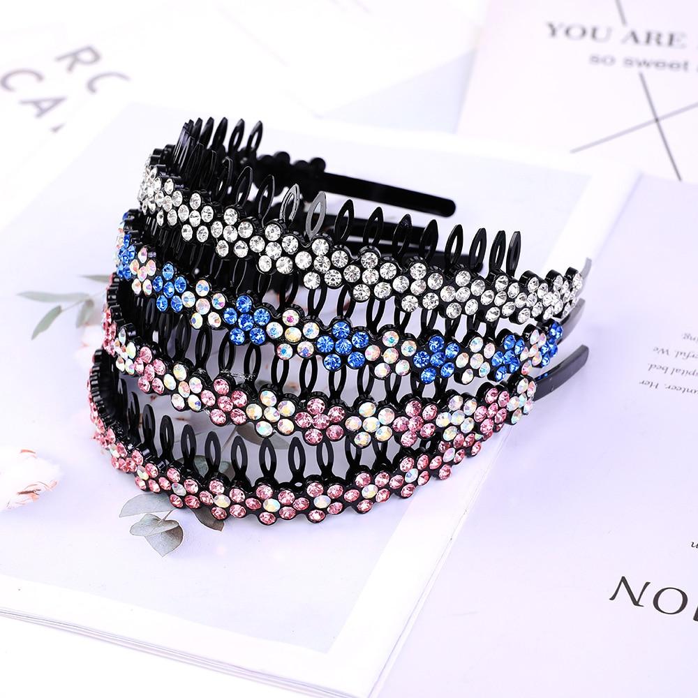 Повязка для волос унисекс с ободом, повязка на голову для мужчин и женщин, спортивная повязка для волос, обруч, металлическая двойная челка, аксессуары для волос с цветами