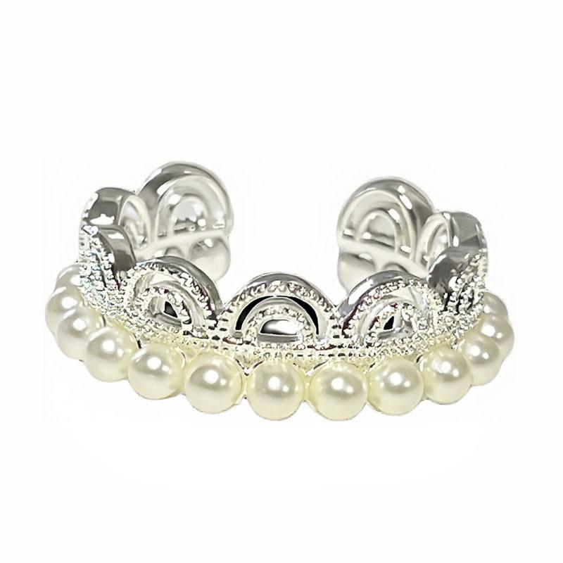 French retro pearl fashion bow ring female lace star dream sweet temperament super fairy niche light luxury ring