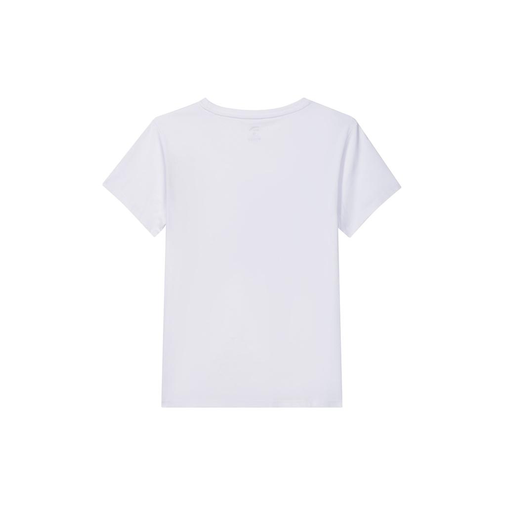 Anta Футболка с коротким рукавом и круглым вырезом с принтом логотипа и буквами, женские футболки Pure-White 962428119-4