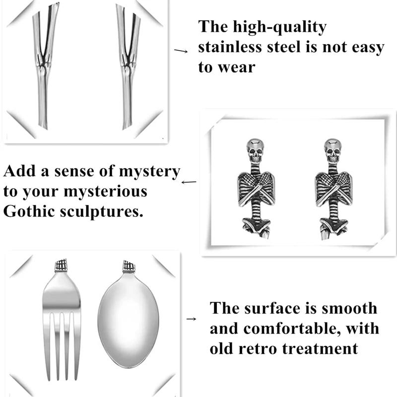 Новые титановые стальные черепа для мужчин вилка и ложка ювелирные изделия аксессуары индивидуальность мода очарование уникальный титан для ужина инструмент подарок