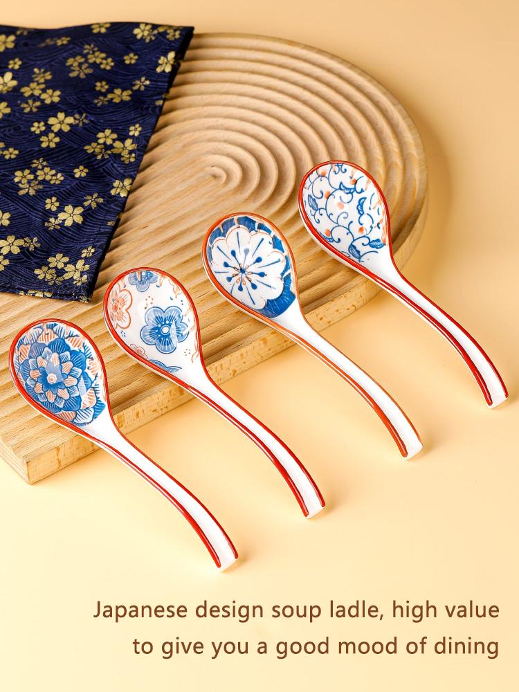 4 шт. Сине-белая керамическая суповая ложка. Здоровая цветная глазурь, не выцветает и не осыпается. Домашняя посуда. Керамическая суповая ложка.