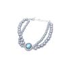 Корейский браслет Dreamy Blue Zircon & Pearl для женщин - Элегантный дизайн креста